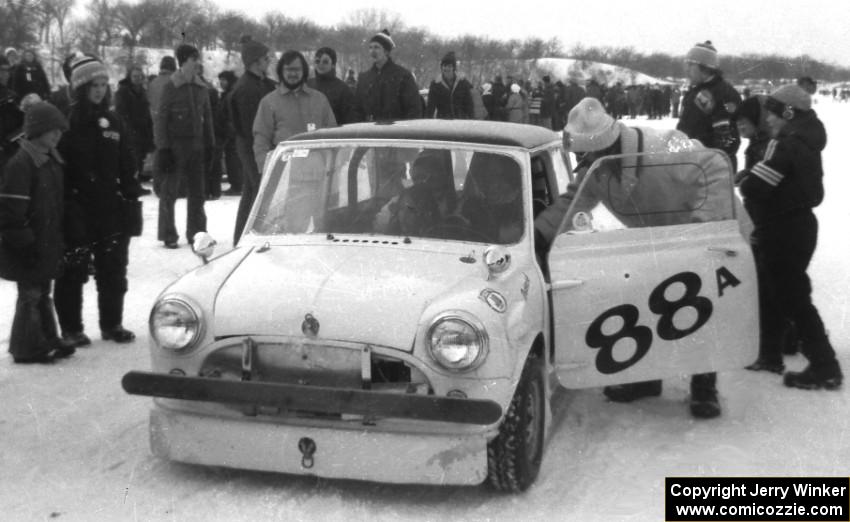 Don Roderick is congratulated by car owner Herb Stumpf after winning the event in his Mini Cooper S.