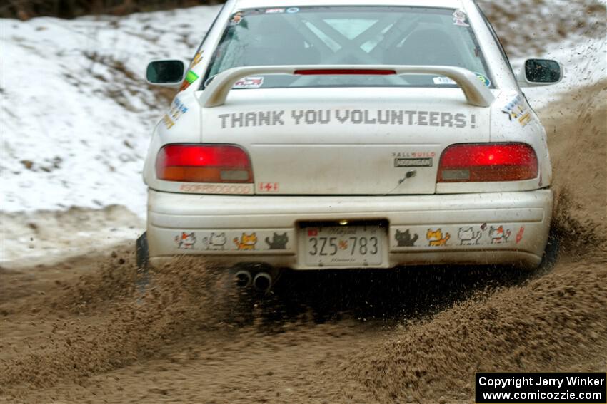 Andrew Williamson / Julia Stewart Subaru Impreza on SS7, Hunters-McCormick Lake I.