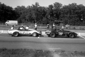 Rick Stark's (#17) and Babe Headley's (#78) Chevy Corvettes