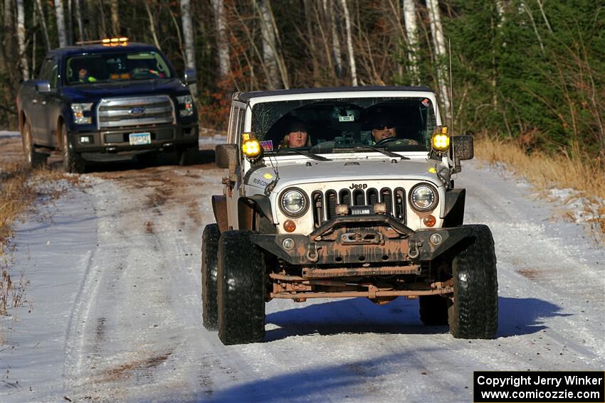 A Jeep Wrangler sweeps SS1, Nemadji Trail East.