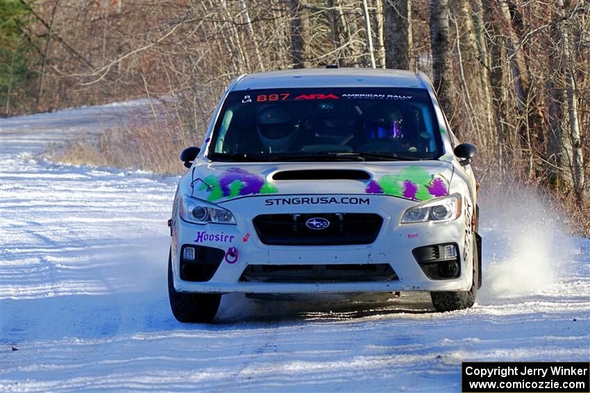 Jamey Randall / Andrew Rausch Subaru WRX on SS2, Nemadji Trail West.