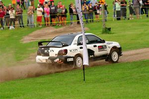 John Farrow / Michael Farrow Subaru WRX on SS1, Soo Pass.