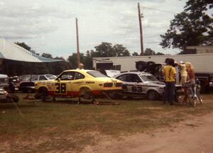 The Mazda RX-3's of Roger Mandeville (38) and Jim Downing (63)