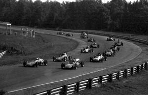 Formula Vees line up through turn nine before the bridge.