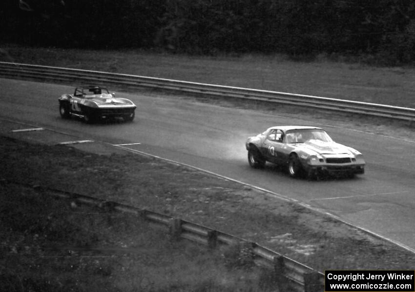 Gary Fautch's A Sedan Chevy Camaro leads Emery Emond's B Prod. Chevy Corvette