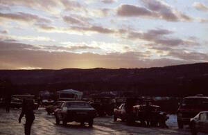 Loading up cars before sundown.