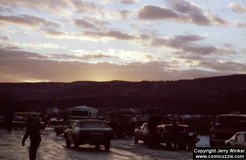 Loading up cars before sundown.