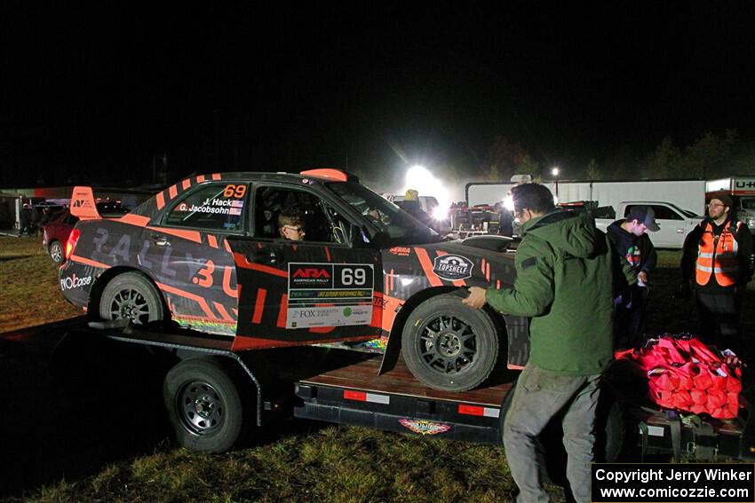 Gabe Jacobsohn / Jason Hack Subaru WRX STi at Sidnaw service after day one.