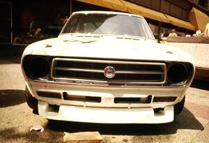 Jerry Orr's GT-4 Datsun 1200 on display on the Nicollet Mall days before the races.