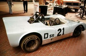 Tomi Saunders's LeGrand D-Sports Racer on display on the Nicollet Mall days before the races.