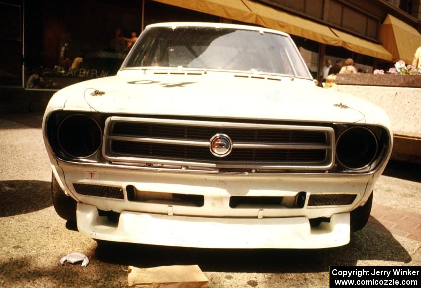 Jerry Orr's GT-4 Datsun 1200 on display on the Nicollet Mall days before the races.