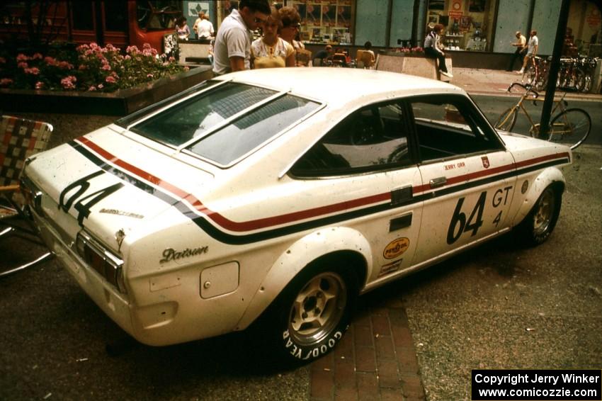 Jerry Orr's GT-4 Datsun 1200 on display on the Nicollet Mall days before the races.