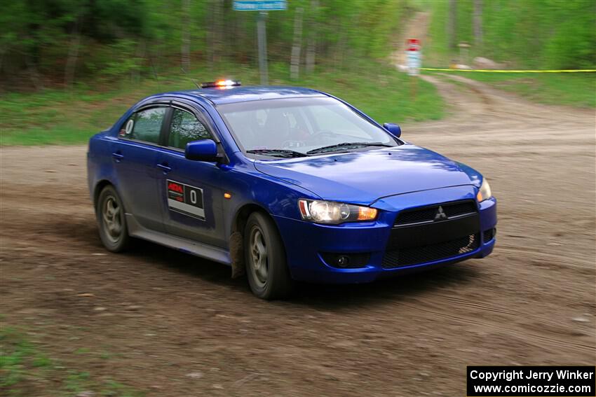 The '0' car, a Mitshibishi Lancer GTS, on SS5, Kabekona II.