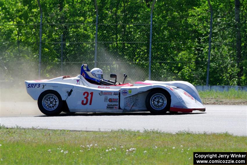 Maksim Belov's Spec Racer Ford 3 goes off course at turn 8.