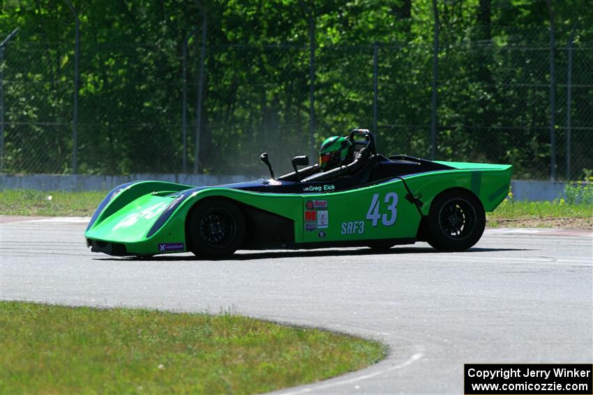 Greg Eick's Spec Racer Ford 3 spins at turn 8.