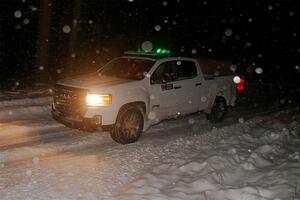 A GMC Sierra pickup sweeps SS17, Shoreline-Sage Creek II.