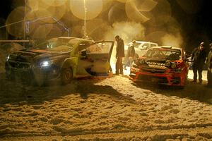 Brandon Semenuk / Keaton Williams Subaru WRX ARA25 and Conner Martell / Alex Gelsomino Subaru WRX STi after the event.