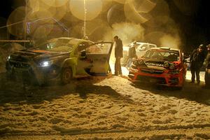 Brandon Semenuk / Keaton Williams Subaru WRX ARA25 and Conner Martell / Alex Gelsomino Subaru WRX STi after the event.