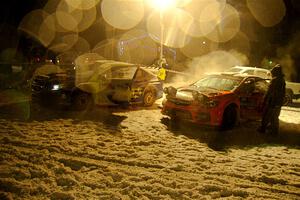 Brandon Semenuk / Keaton Williams Subaru WRX ARA25 and Conner Martell / Alex Gelsomino Subaru WRX STi after the event.