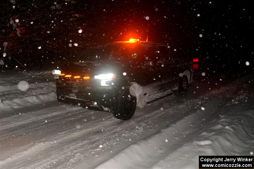 A Chevy Silverado pickup sweeps SS17, Shoreline-Sage Creek II.