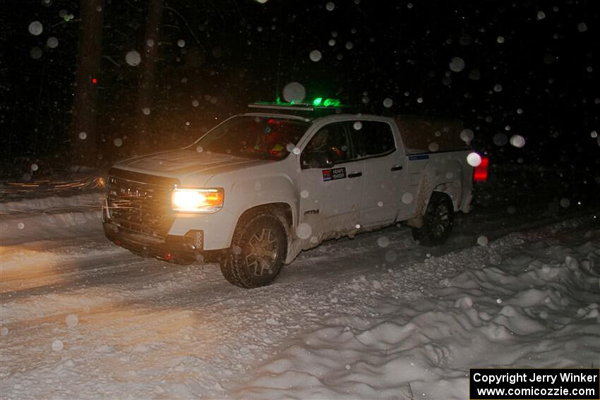 A GMC Sierra pickup sweeps SS17, Shoreline-Sage Creek II.