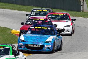 Keith Jensen's, Ashton Harrison's, 	Brian Henderson's and Alex Bachoura's Mazda MX-5 Cups