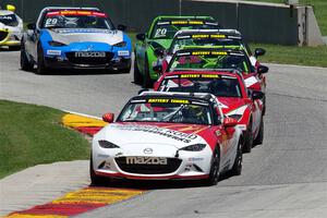 Todd Lamb's, Ara Malkhassian's, Nathanial Sparks', Matt Cresci's, Hernan Palermo's and Patrick Gallagher's Mazda MX-5 Cups