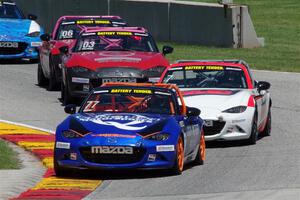 Luke Oxner's, Brian Henderson's, Ashton Harrison's and Patrick Wilmot's Mazda MX-5 Cups