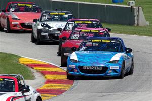 Keith Jensen's, Ashton Harrison's, Patrick Wilmot's, Alex Bachoura's and Zach Lee's Mazda MX-5 Cups