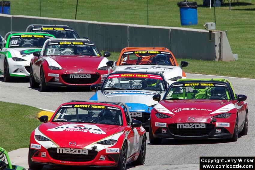 Ara Malkhassian's, Nathanial Sparks', Patrick Gallagher's, Bryan Ortiz's, Matt Cresci's and Dean Copeland's Mazda MX-5 Cups