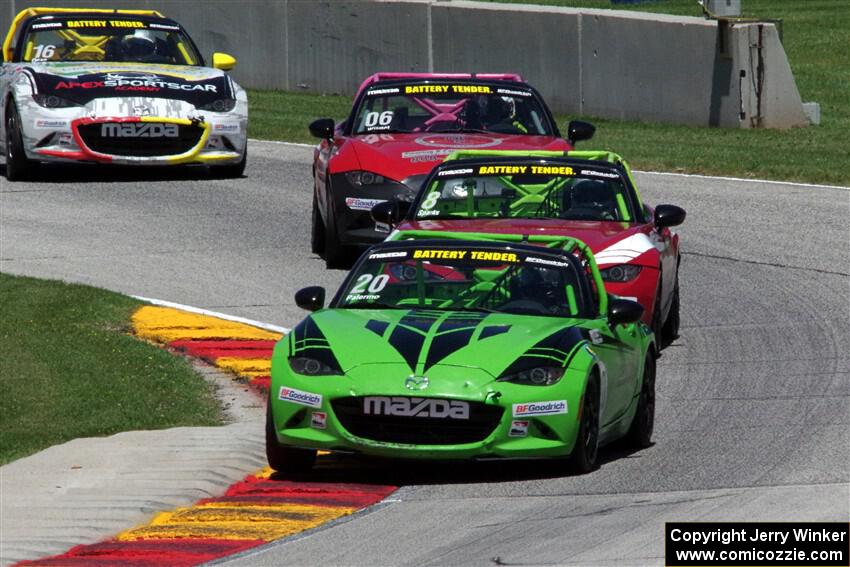 Hernan Palermo's, Nathanial Sparks, Patrick Wilmot's and John Dean's Mazda MX-5 Cups