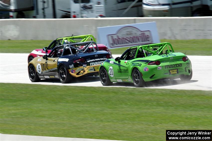 Nathanial Sparks', Mark Drennan's and Hernan Palermo's Mazda MX-5 Cups