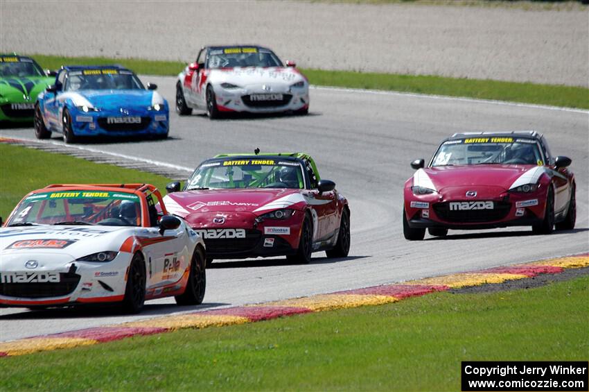 Bryan Ortiz's, Nathanial Sparks', Matt Cresci's, Keith Jensen's and Tom Martin, III's Mazda MX-5 Cups