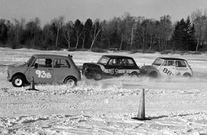 Three Austin Mini Coopers: (93) Fred Calich, (59) Terry Orr and (88) Don Roderick