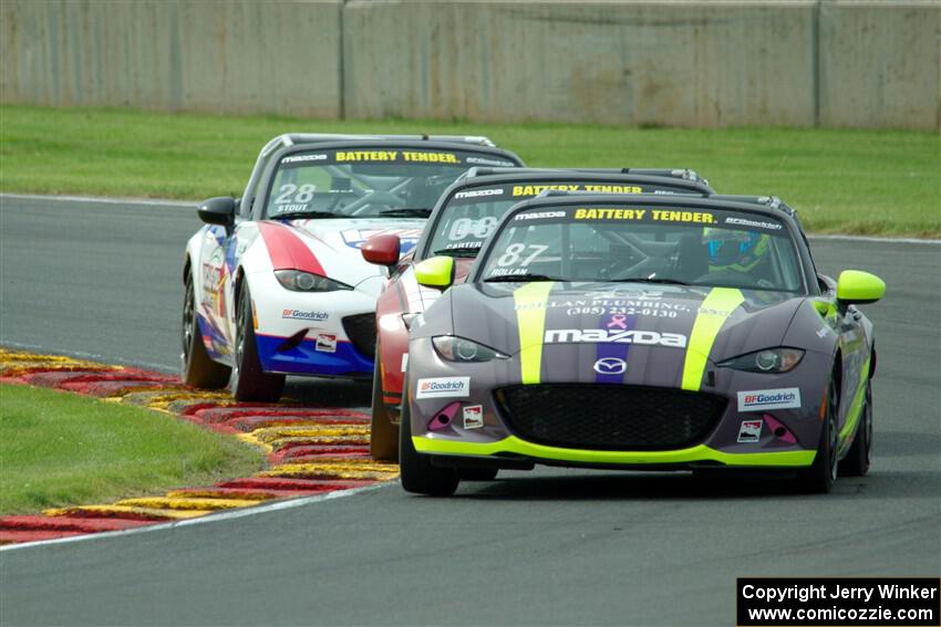 Selin Rollan's, Michael Carter's and Robert Stout's Mazda MX-5 Cups