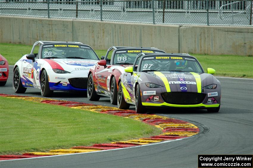 Selin Rollan's, Michael Carter's and Robert Stout's Mazda MX-5 Cups
