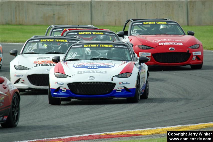 Robert Stout's, Tyler Gonzalez's and Gresham Wagner's Mazda MX-5 Cup