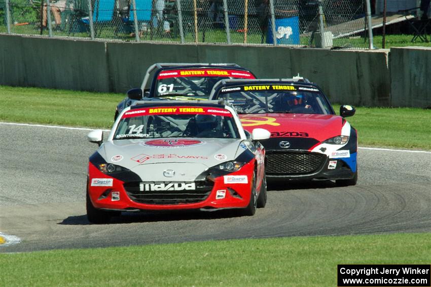 Sarah Montgomery's, Moisey Uretsky's and Andrew Lists' Mazda MX-5 Cups