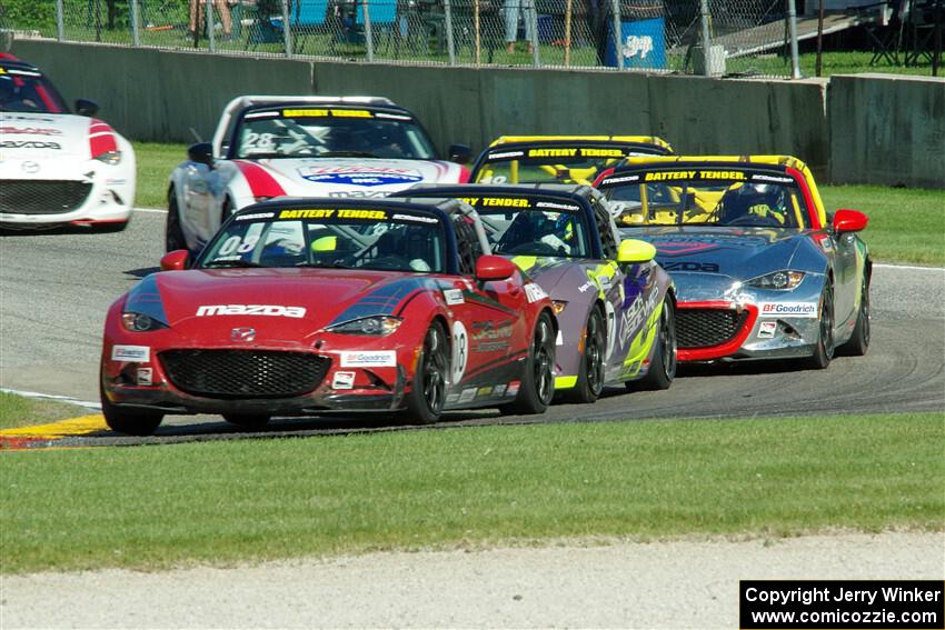 Michael Carter's, Selin Rollan's, Drake Kemper's, Danny Bender's and Robert Stout's Mazda MX-5 Cups