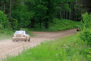 Tim Michel / Alex Ferencz Audi A4 Quattro chases Jimmy Pelizzari / Bryce Proseus Subaru WRX on SS3, Woodtick Hollow.
