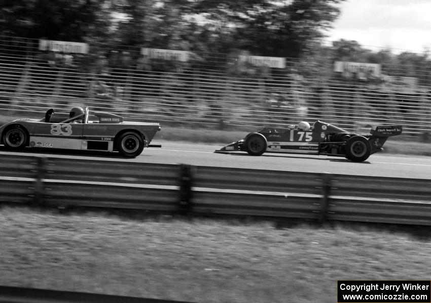 Bruce Clark's Lola T-560 Formula Atlantic about to pass Don Braaten's Lola T-492 Sports 2000