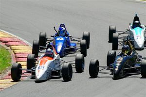 Jackson Tovo's  Mygale FF-J, Ayrton Cahan's Van Diemen RF00, Timothy Steele's Van Diemen RF02 and Ava Hanssen's Mygale FF-AHR