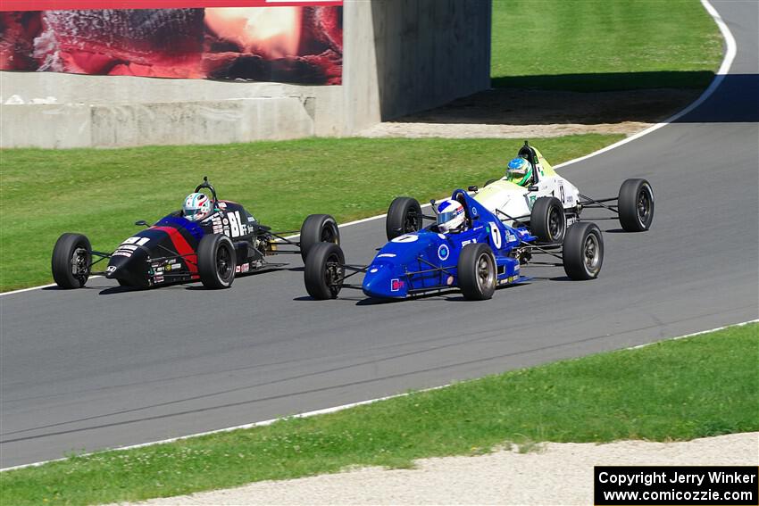 Theodore Burns' Piper DF05, Timothy Steele's Van Diemen RF02 and Ethan Tovo's Mygale FF-E