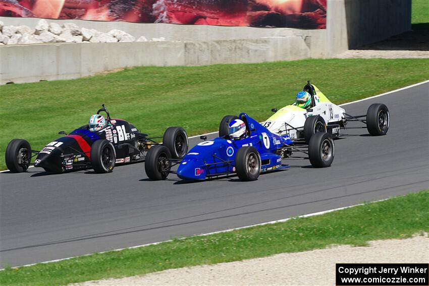 Theodore Burns' Piper DF05, Timothy Steele's Van Diemen RF02 and Ethan Tovo's Mygale FF-E