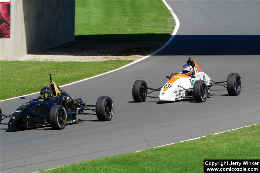 Ayrton Cahan's Van Diemen RF00 and Jackson Tovo's  Mygale FF-J