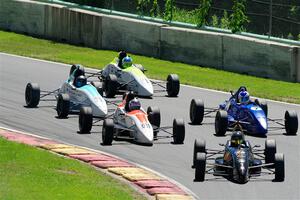 Ayrton Cahan's Van Diemen RF00, Jackson Tovo's  Mygale FF-J, Timothy Steele's Van Diemen RF02, Ava Hanssen's  Mygale FF-AHR and