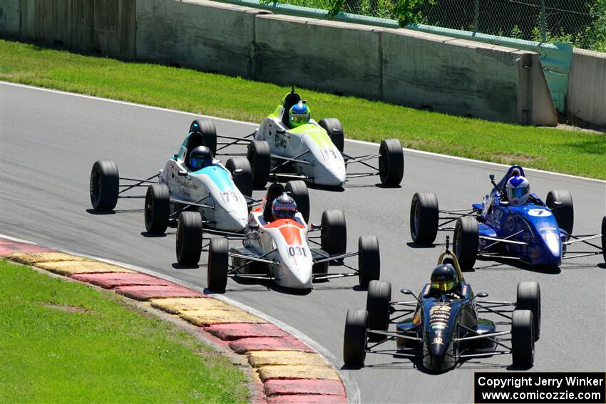 Ayrton Cahan's Van Diemen RF00, Jackson Tovo's  Mygale FF-J, Timothy Steele's Van Diemen RF02, Ava Hanssen's  Mygale FF-AHR and