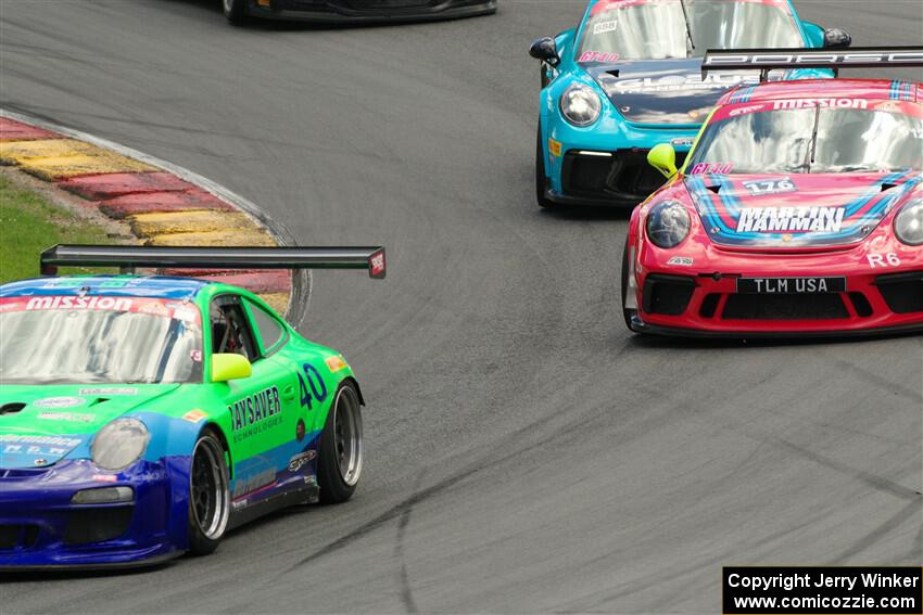 Lukas Pank's, James Hamman's and Muzaffar Gafurov's Porsche GT3 Cups