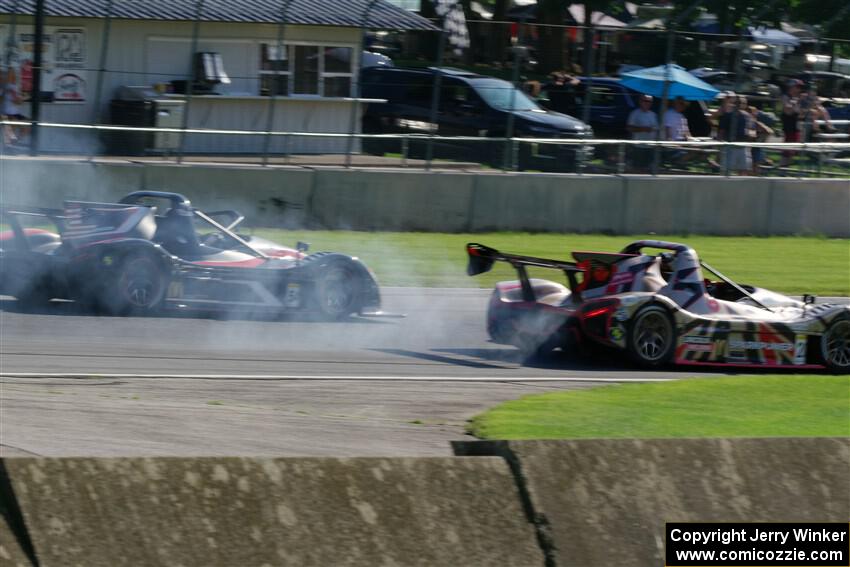 Austin Riley's Radical SR3 XXR 1500 passes Luke Kendall's Radical SR3 XXR 1500