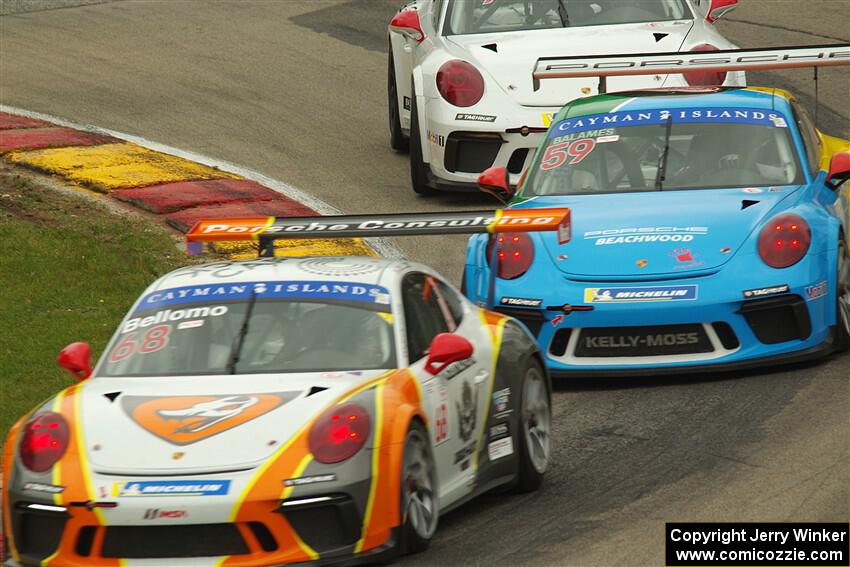 Chris Bellomo's, Tom Balames' and Conor Flynn's Porsche GT3 Cups